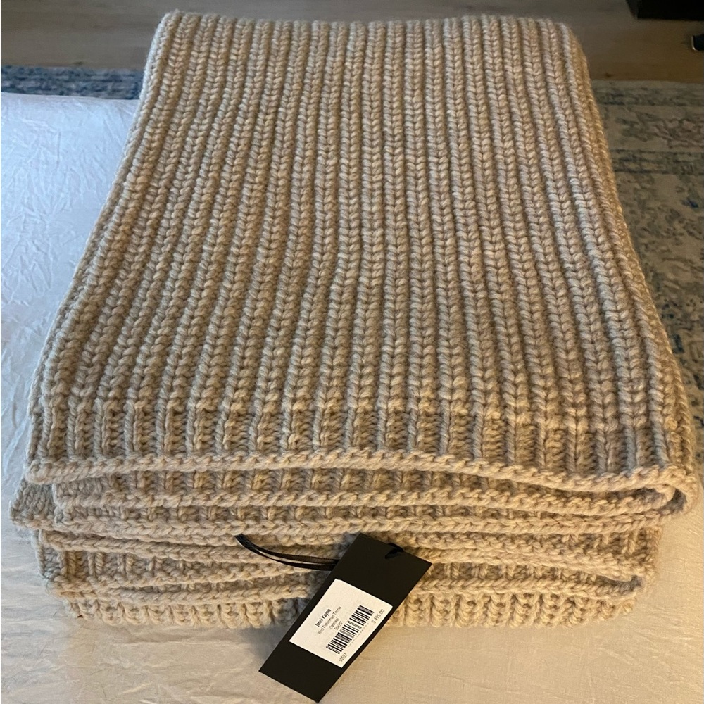 Jenni Kayne Wool Fisherman Throw - Oatmeal 50x70 - Brand New with Tags